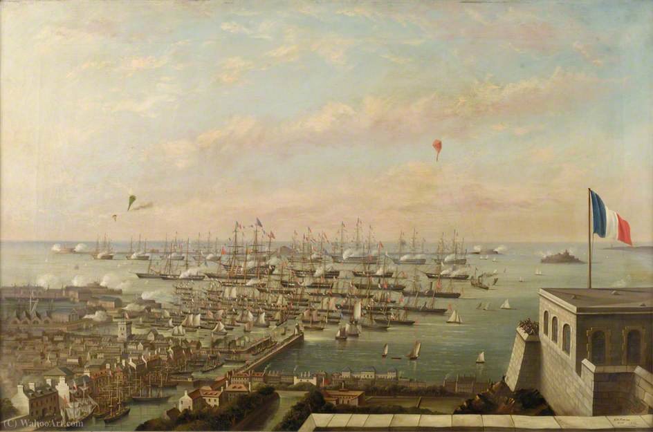 WikiOO.org - Enciklopedija dailės - Tapyba, meno kuriniai Arthur Wellington Fowles - Queen Victoria's Visit to Cherbourg, 12 August (1858)