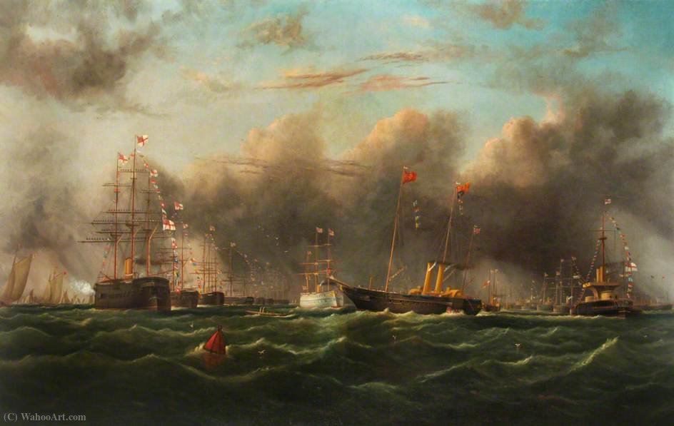 Wikioo.org - The Encyclopedia of Fine Arts - Painting, Artwork by Arthur Wellington Fowles - Review of Reserve Fleet, (1878)