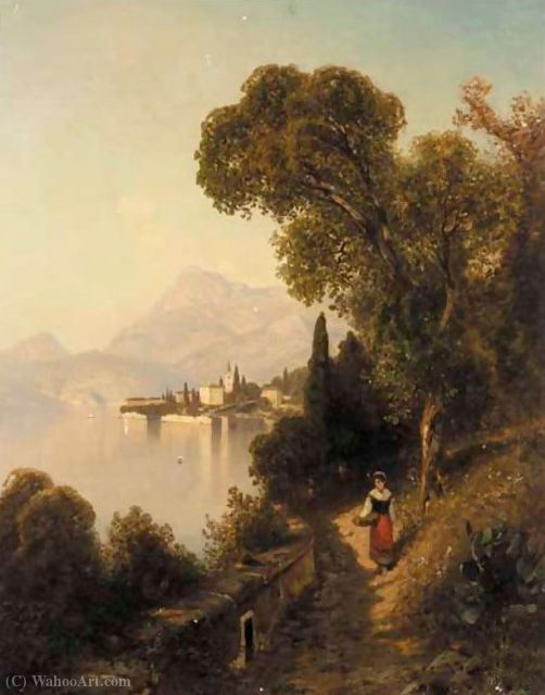 Wikioo.org - The Encyclopedia of Fine Arts - Painting, Artwork by Ascan Lutteroth - A stroll by the lake