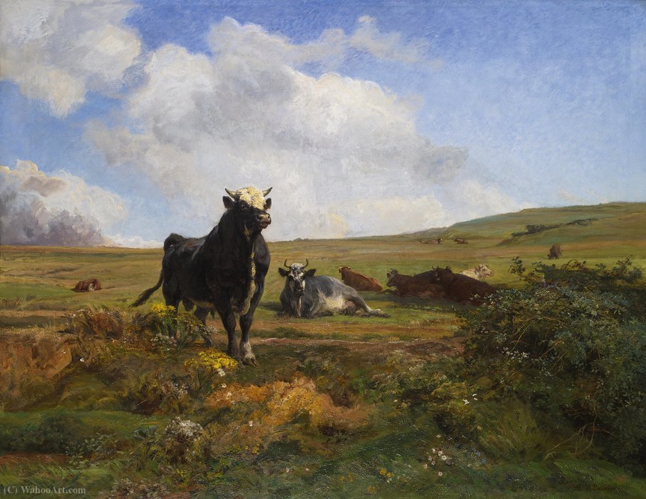Wikioo.org - สารานุกรมวิจิตรศิลป์ - จิตรกรรม Auguste François Bonheur - Leader of the herd