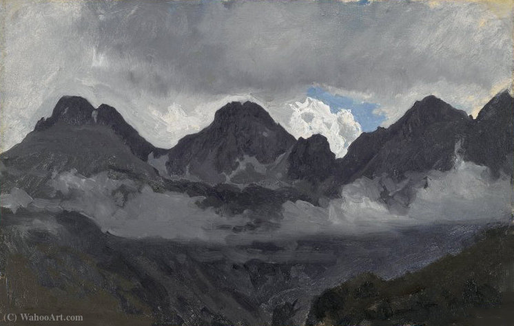 WikiOO.org - Енциклопедия за изящни изкуства - Живопис, Произведения на изкуството Auguste François Bonheur - Mountains with Mist