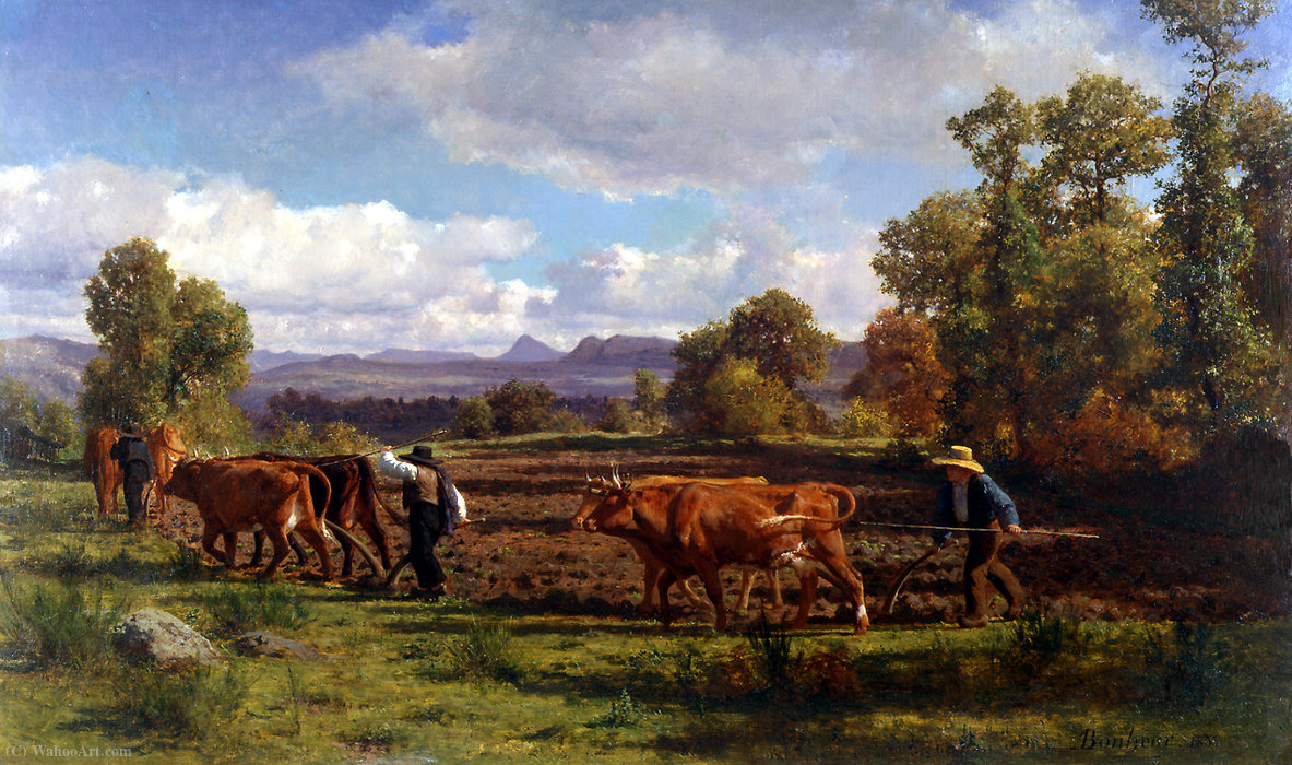 Wikioo.org - The Encyclopedia of Fine Arts - Painting, Artwork by Auguste François Bonheur - Plowing in the Nivernais