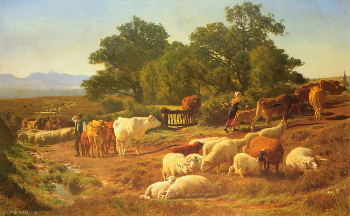 WikiOO.org - Енциклопедия за изящни изкуства - Живопис, Произведения на изкуството Auguste François Bonheur - The way to market