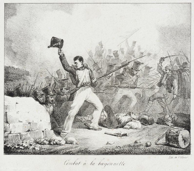 WikiOO.org - אנציקלופדיה לאמנויות יפות - ציור, יצירות אמנות Auguste Raffet (Denis Auguste Marie Raffet) - Fight to Baionette