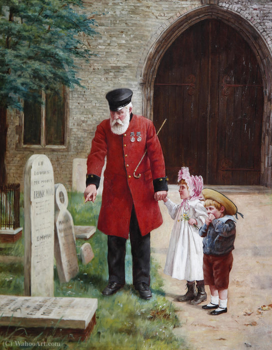 Wikioo.org – L'Enciclopedia delle Belle Arti - Pittura, Opere di Augustus Edward Mulready - Una passeggiata con il nonno