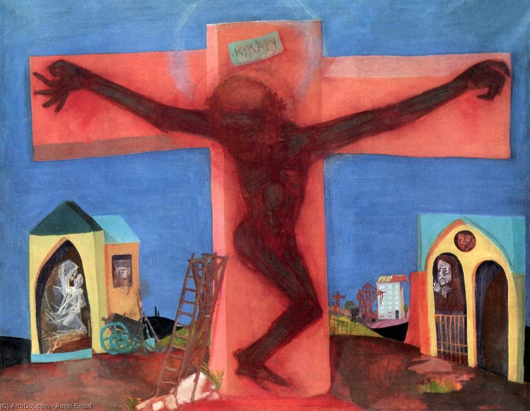 Wikoo.org - موسوعة الفنون الجميلة - اللوحة، العمل الفني Aurel Emod - Peasant christ (1964)