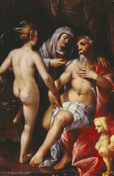 Wikioo.org - The Encyclopedia of Fine Arts - Painting, Artwork by Bartholomaeus Spranger - Sarah Presenting Hagar to Abraham