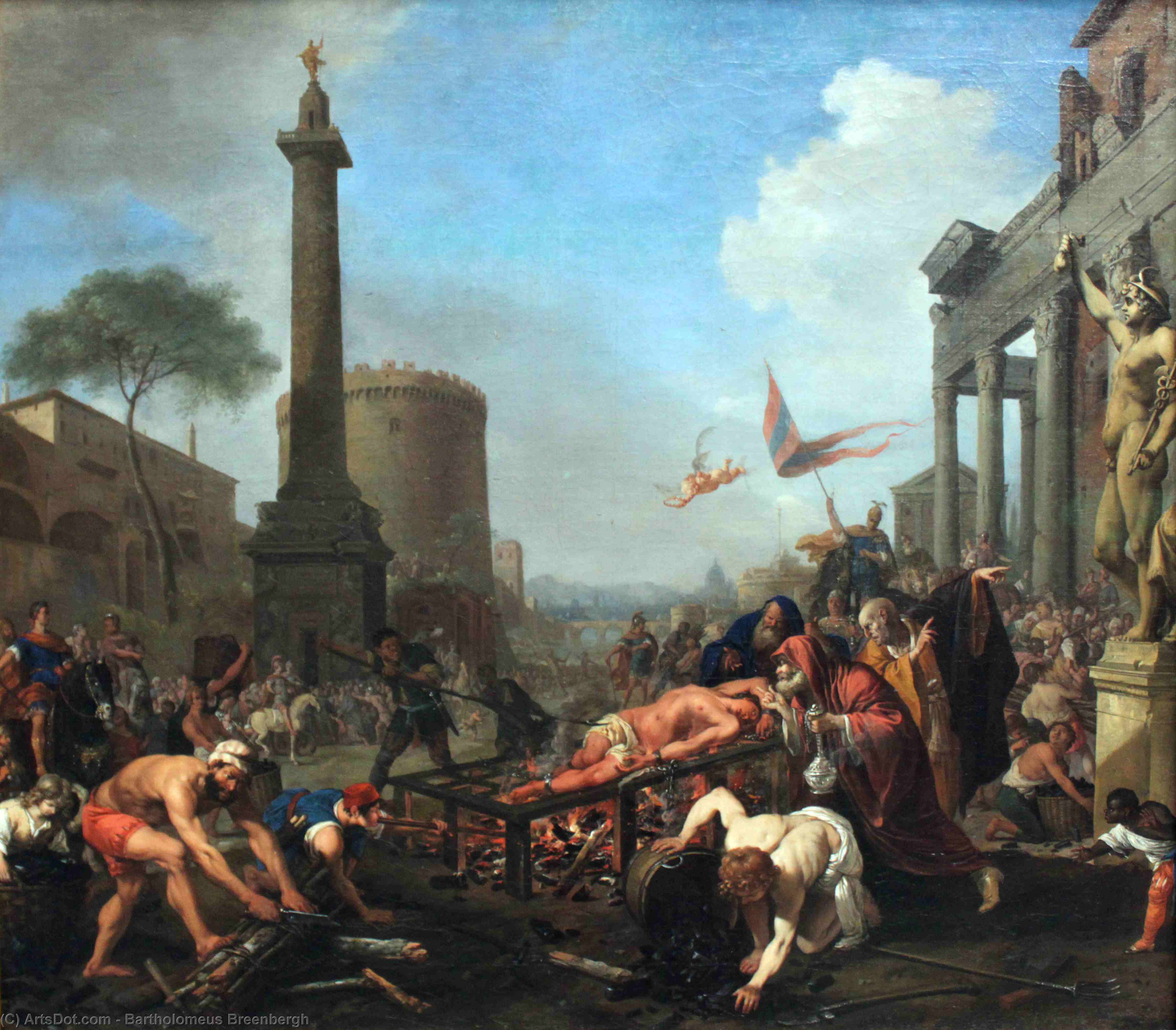 Wikioo.org - The Encyclopedia of Fine Arts - Painting, Artwork by Bartholomeus Breenbergh - The Martyrdom of Saint Lawrence