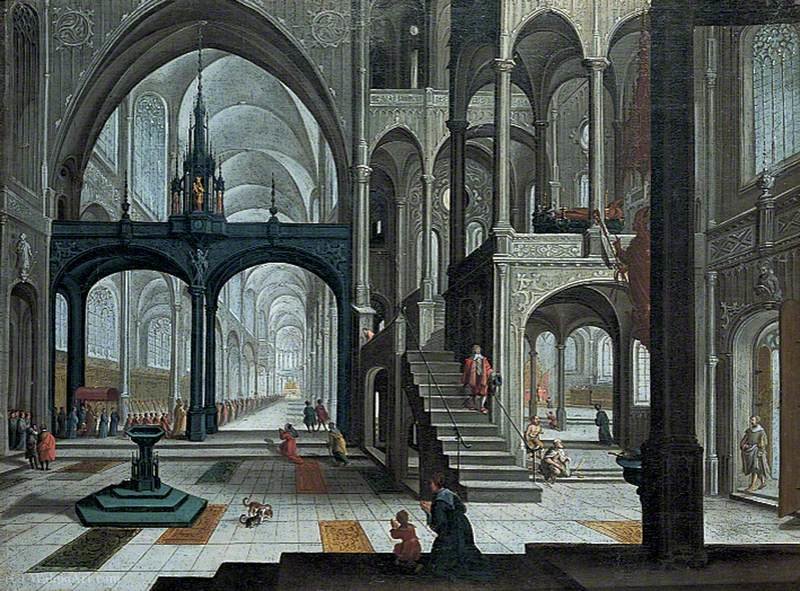 WikiOO.org - Енциклопедия за изящни изкуства - Живопис, Произведения на изкуството Bartholomeus Corneliszoon Van Bassen - Procession in a Cathedral