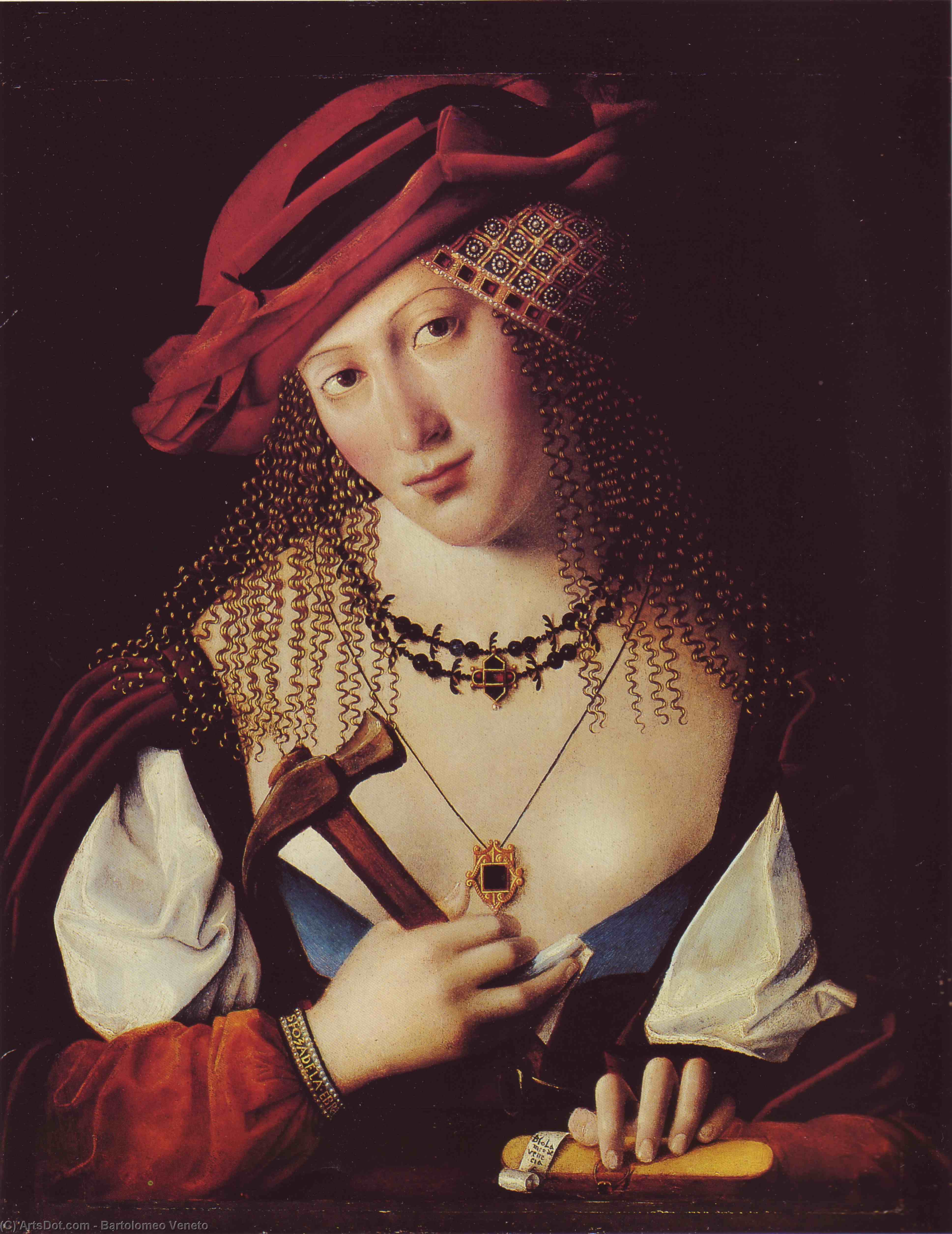 Wikioo.org - The Encyclopedia of Fine Arts - Painting, Artwork by Bartolomeo Veneto - Portrait of jewish woman with attributes of joele