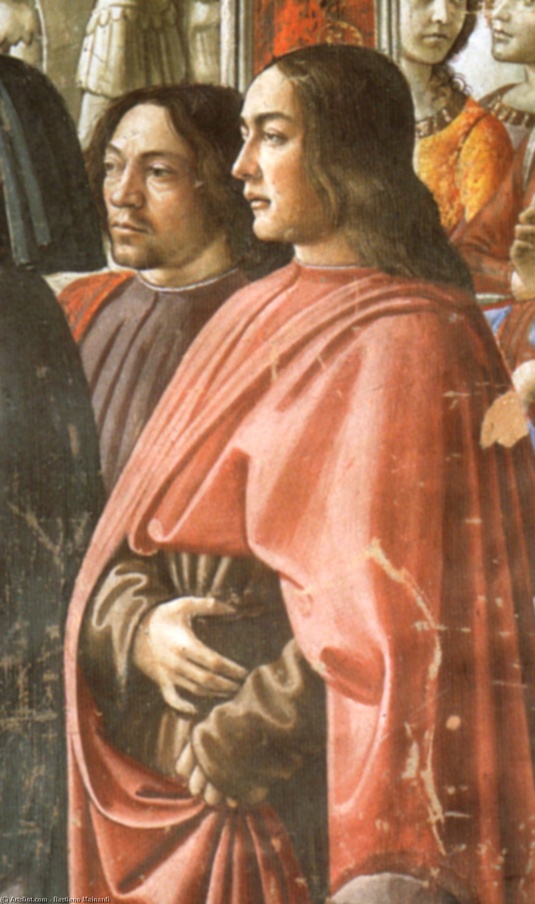 WikiOO.org - 백과 사전 - 회화, 삽화 Bastiano Mainardi - Domenico ghirlandaio, self-portrait (left) with sebastiano mainardi (right) Tornabuoni chapel, announcement to zaccaria, detail
