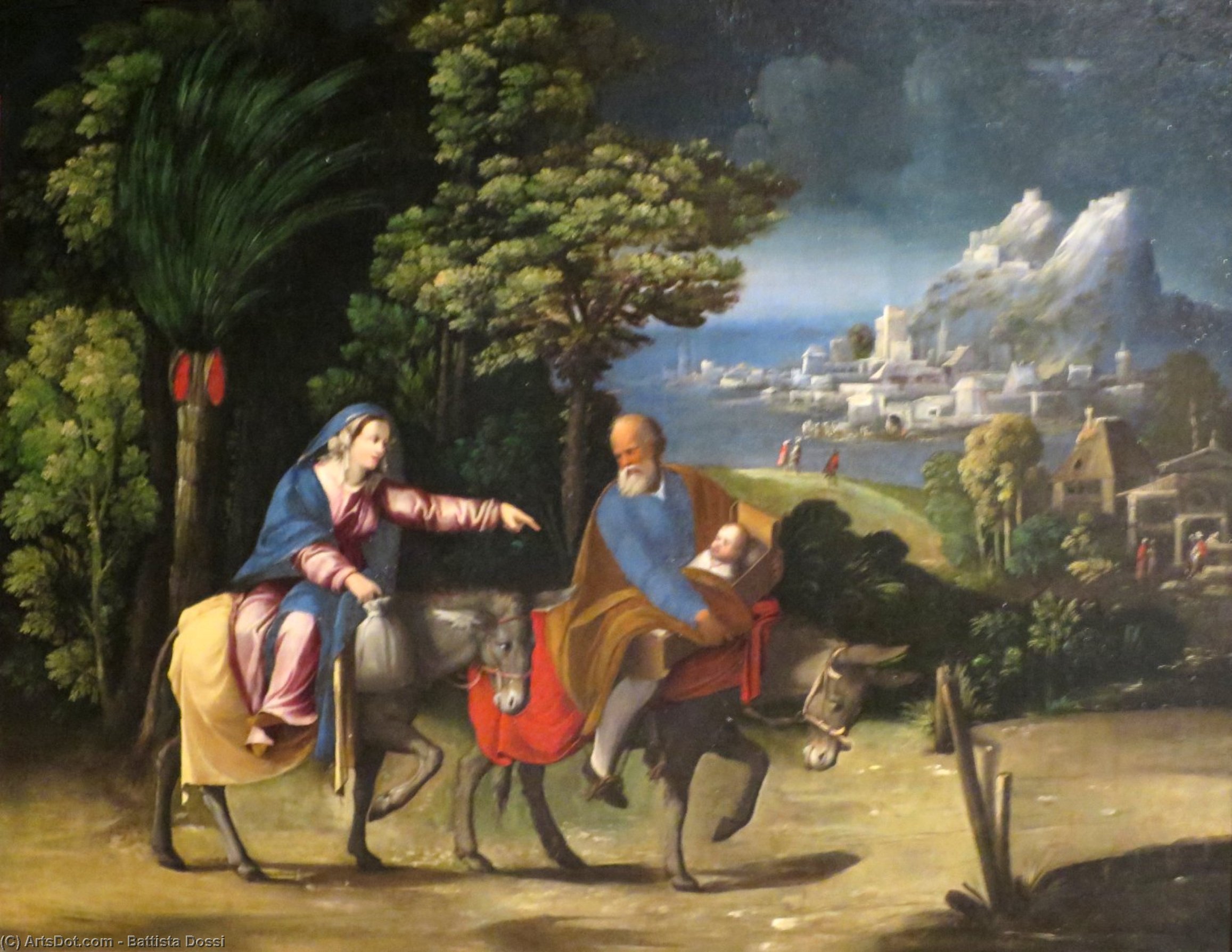 Wikioo.org - The Encyclopedia of Fine Arts - Painting, Artwork by Battista Dossi - The Flight into Egypt by Battista Dossi and Dosso Dossi