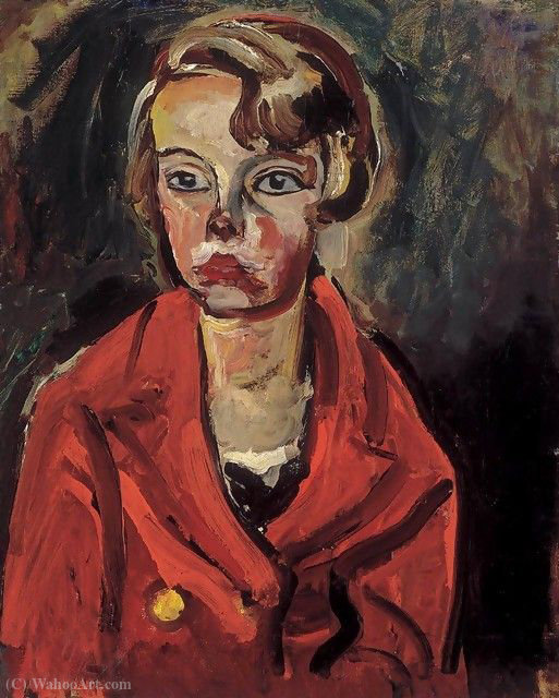Wikioo.org - The Encyclopedia of Fine Arts - Painting, Artwork by Bela Onodi - Child in Red Coat (1930)