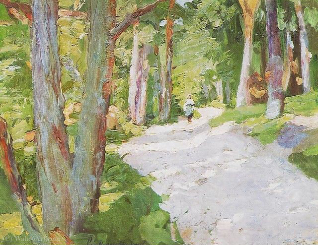 WikiOO.org - Encyclopedia of Fine Arts - Schilderen, Artwork Bela Onodi - Walking Through the Forest (1905)
