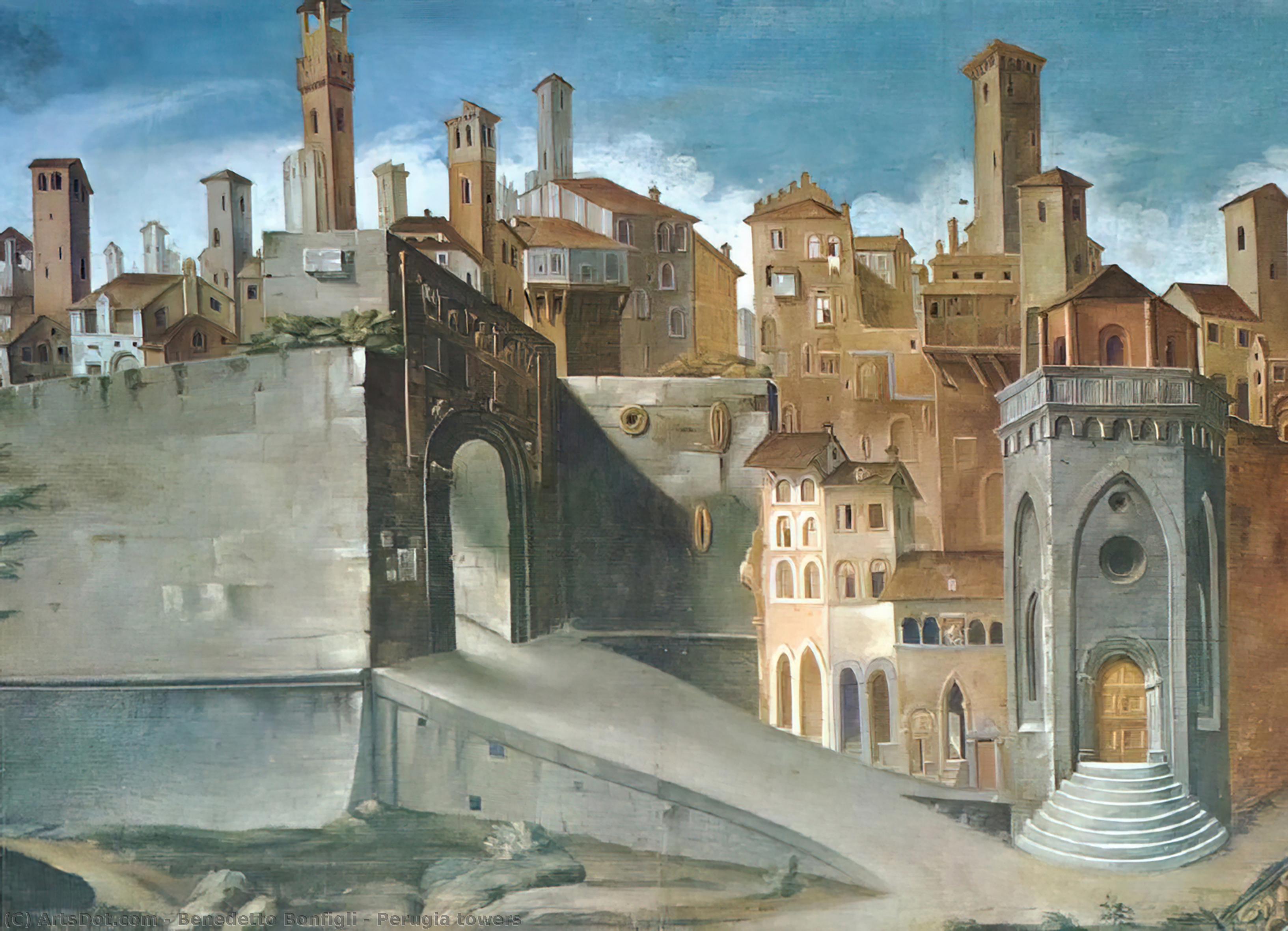 Wikioo.org - The Encyclopedia of Fine Arts - Painting, Artwork by Benedetto Bonfigli - Perugia towers