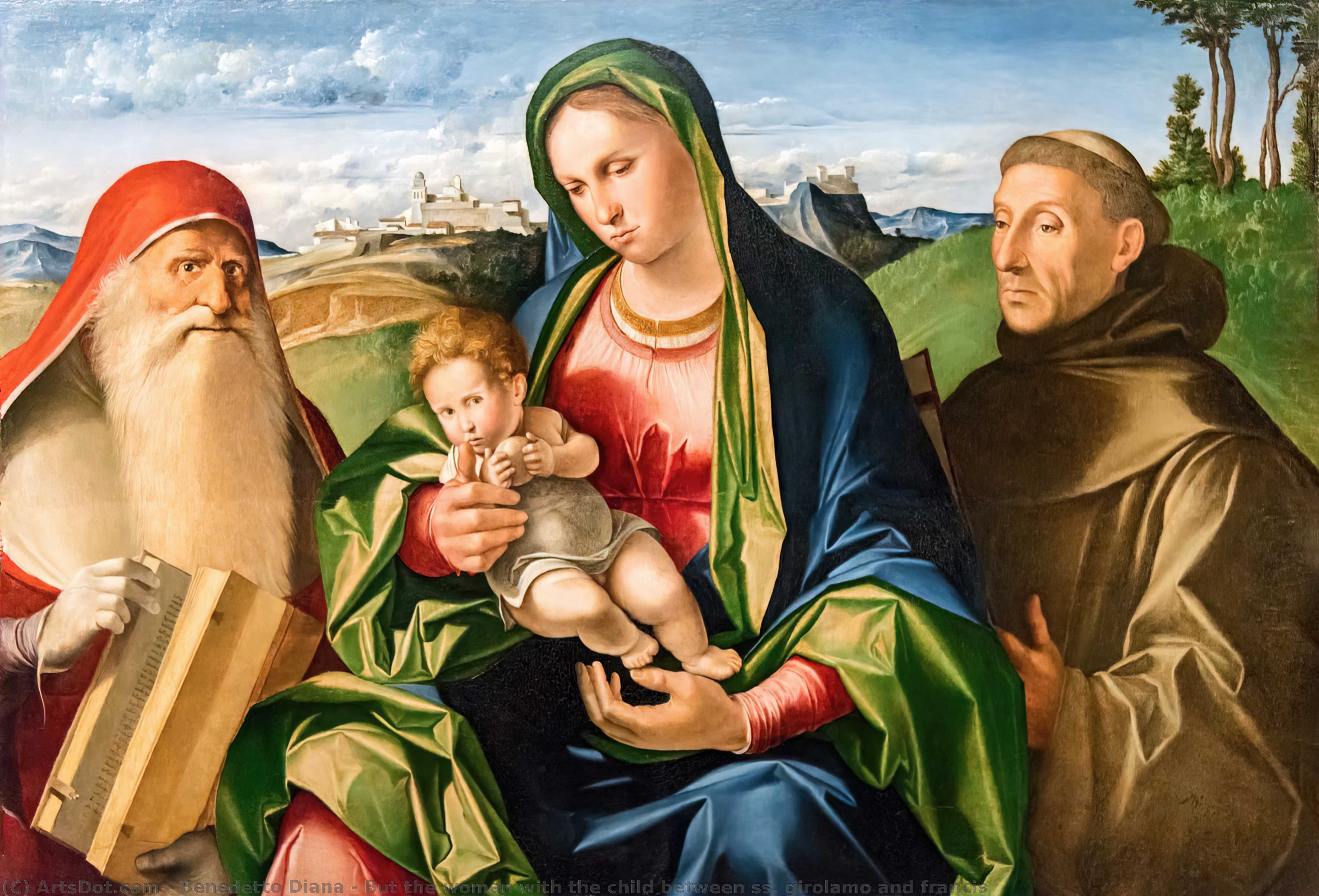 Wikioo.org - The Encyclopedia of Fine Arts - Painting, Artwork by Benedetto Diana - But the woman with the child between ss. girolamo and francis