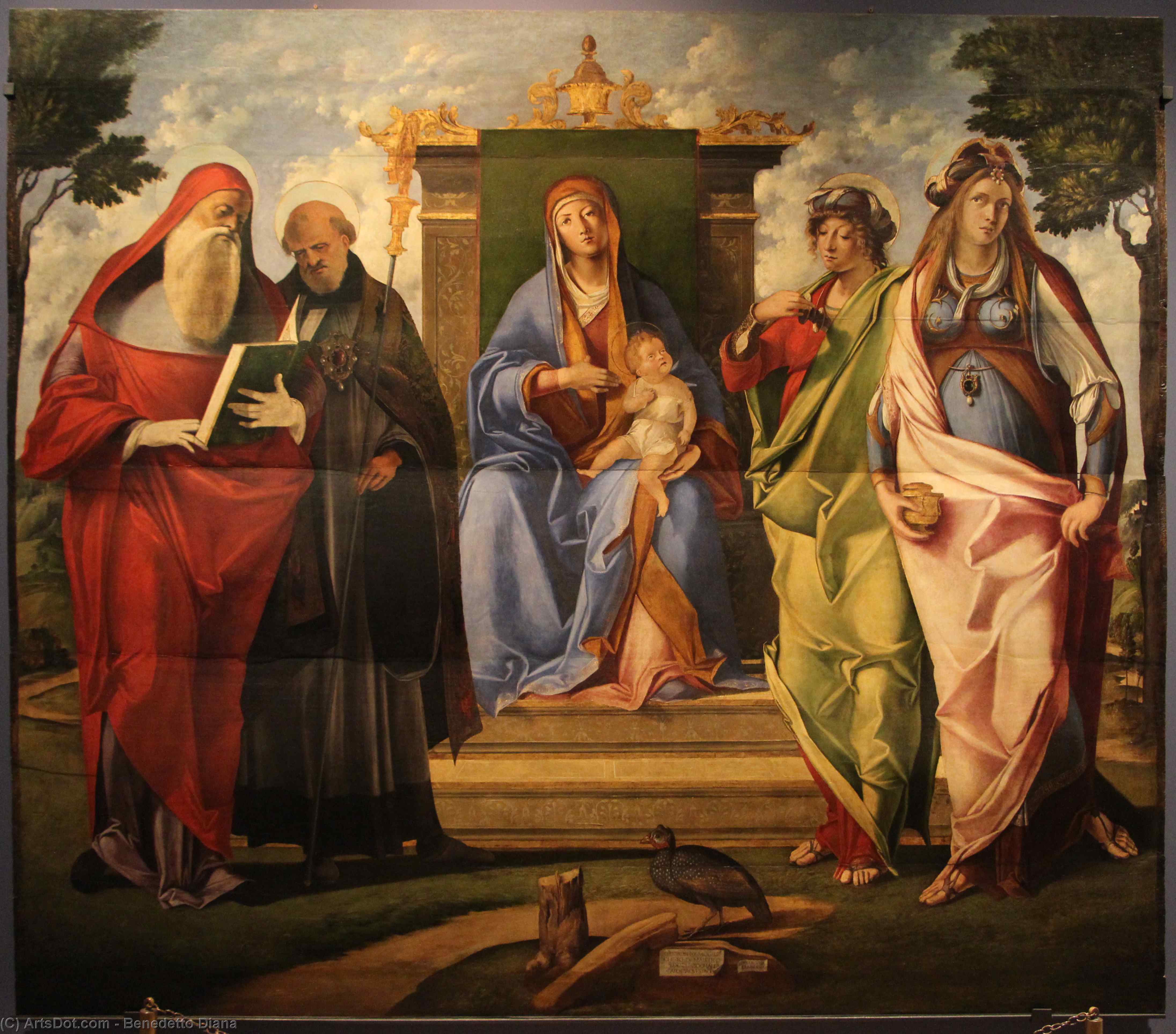 Wikioo.org - The Encyclopedia of Fine Arts - Painting, Artwork by Benedetto Diana - Мadonnain throne among ss. girloamo, blessed, Maddalena and giustina