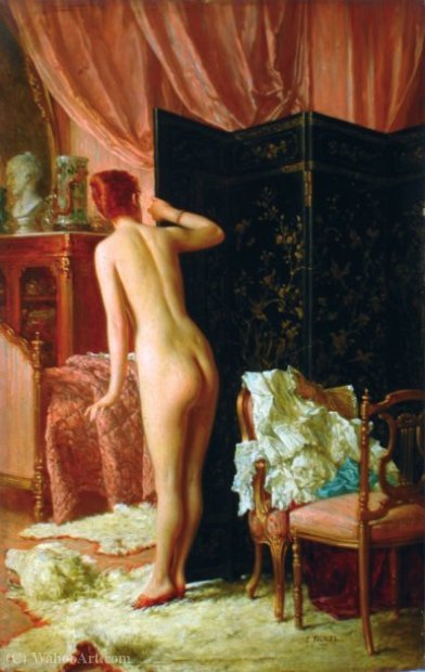 WikiOO.org - Encyclopedia of Fine Arts - Lukisan, Artwork Benjamin Eugene Fichel - Nude screen.