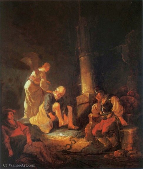 Wikioo.org – L'Enciclopedia delle Belle Arti - Pittura, Opere di Benjamin Gerritsz Cuyp - La liberazione di San Pietro.