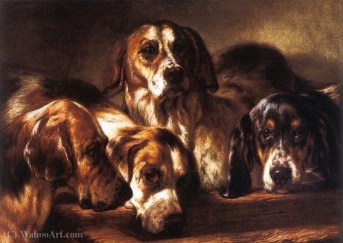 Wikioo.org - The Encyclopedia of Fine Arts - Painting, Artwork by Benno Raffael Adam - French hounds