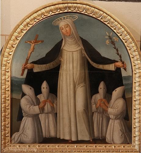 Wikioo.org - The Encyclopedia of Fine Arts - Painting, Artwork by Benvenuto Di Giovanni Di Meo Del Guasta - St Catherine of Siena protects some of the Confraternity of the Night Oratory