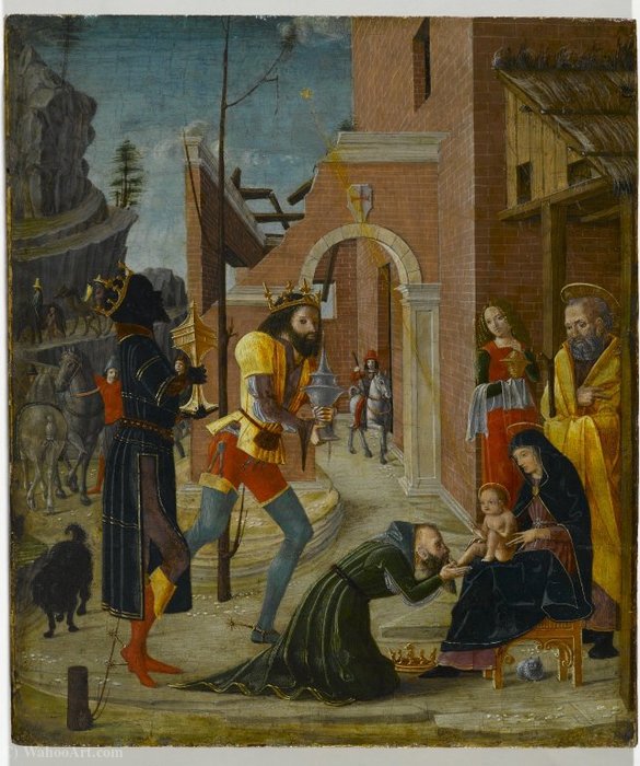 Wikioo.org - The Encyclopedia of Fine Arts - Painting, Artwork by Bernardino Jacopi Butinone - The Adoration of the Magi
