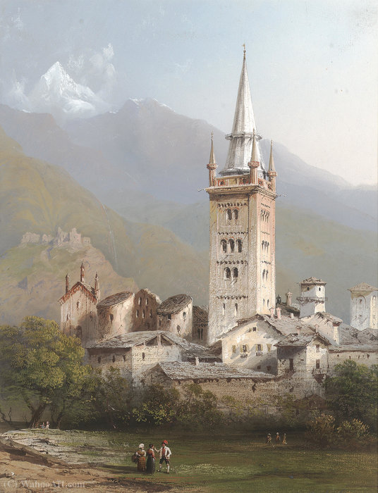 Wikioo.org - สารานุกรมวิจิตรศิลป์ - จิตรกรรม Carlo Bossoli - The town of Susa, Italy