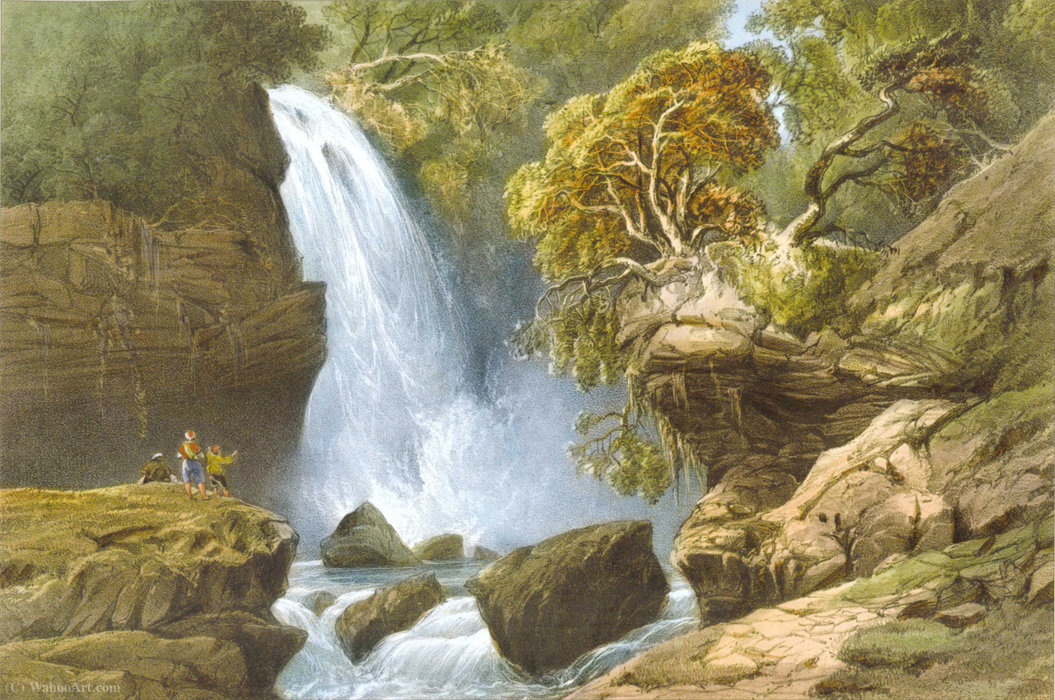 WikiOO.org - Encyclopedia of Fine Arts - Maleri, Artwork Carlo Bossoli - Waterfall Jur-Jur