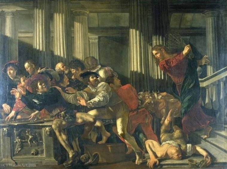 WikiOO.org - אנציקלופדיה לאמנויות יפות - ציור, יצירות אמנות Cecco Del Caravaggio (Francesco Buoneri) - Cleansing of the temple