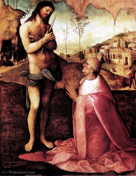 Wikioo.org - The Encyclopedia of Fine Arts - Painting, Artwork by Cesare Da Sesto - The Wounded Christ appears to Oliviero Carafa