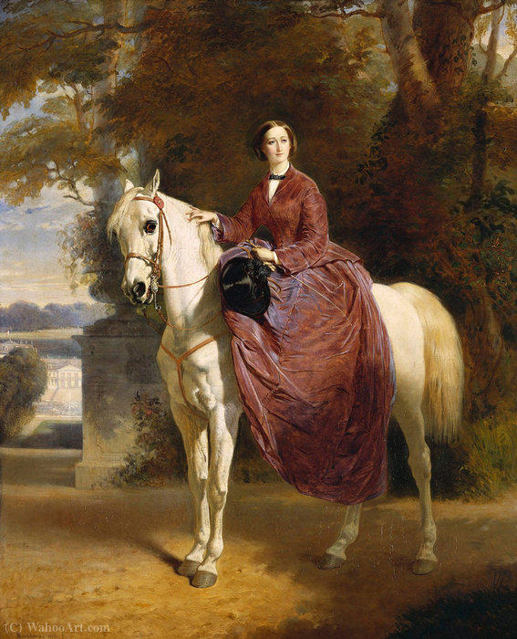 Wikioo.org – L'Encyclopédie des Beaux Arts - Peinture, Oeuvre de Charles Edouard Boutibonne - L impératrice Eugénie à cheval.
