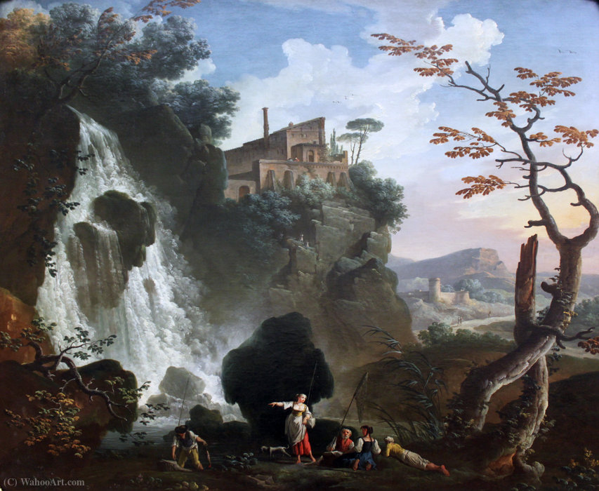 Wikioo.org - The Encyclopedia of Fine Arts - Painting, Artwork by Charles François Grenier De Lacroix - Villa des Maecenas in Tivoli anagoria