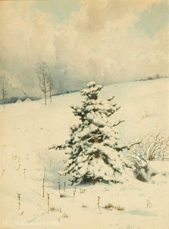 WikiOO.org - 백과 사전 - 회화, 삽화 Charles Harry Eaton - NY, hillside in winter