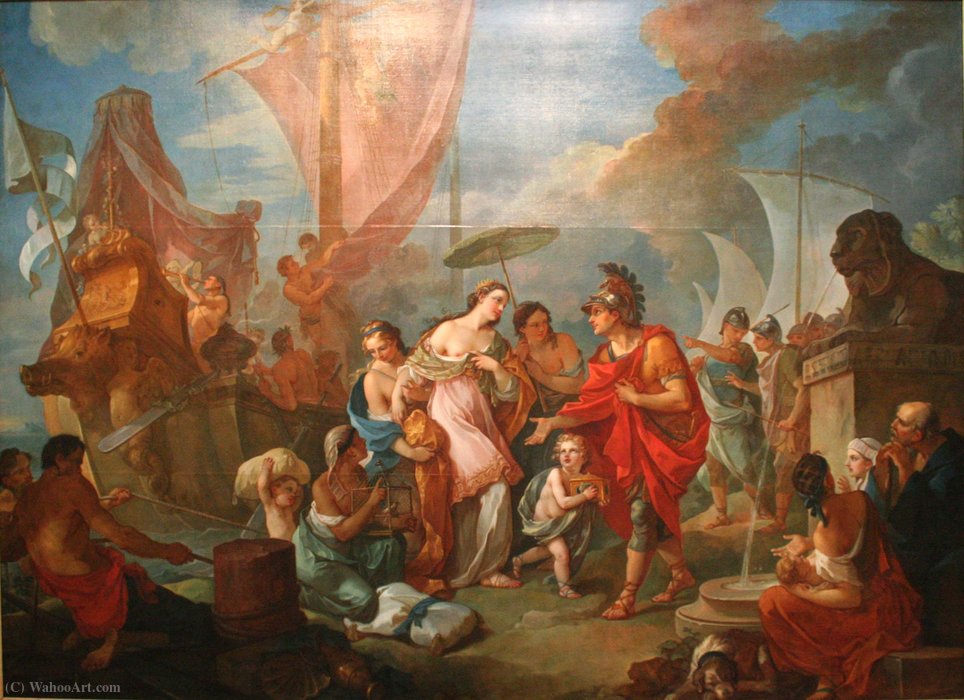 Wikioo.org - The Encyclopedia of Fine Arts - Painting, Artwork by Charles Joseph Natoire - The Arrival of Cleopatra at Tarsus