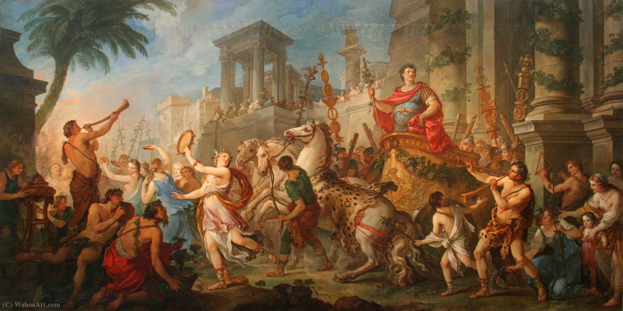 WikiOO.org - Encyclopedia of Fine Arts - Maleri, Artwork Charles Joseph Natoire - The entrance to Mark Antony at Ephesus