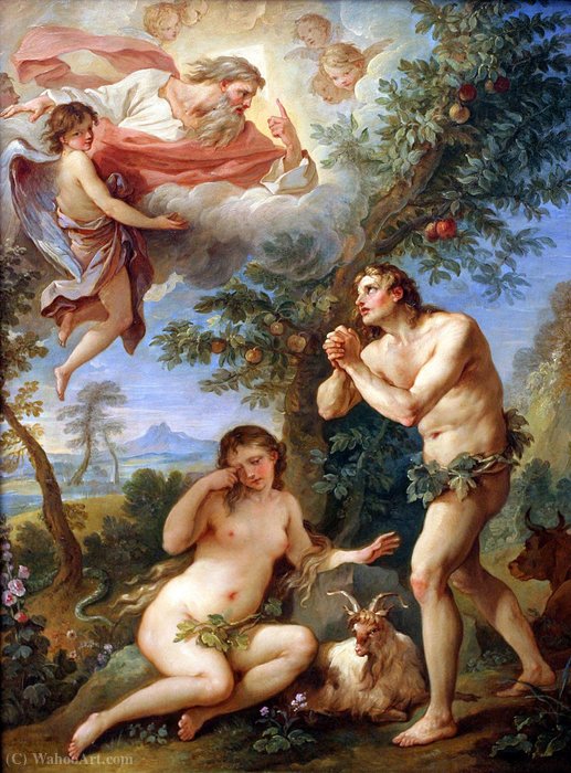 WikiOO.org - Encyclopedia of Fine Arts - Maleri, Artwork Charles Joseph Natoire - The Expulsion from Paradise