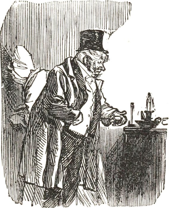Wikioo.org - Encyklopedia Sztuk Pięknych - Malarstwo, Grafika Charles Samuel Keene - Mr. Caudle brings home the wrong hat