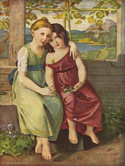Wikioo.org - The Encyclopedia of Fine Arts - Painting, Artwork by Christian Gottlieb Schick - Portrait of Adelheid and Gabriele von Humboldt