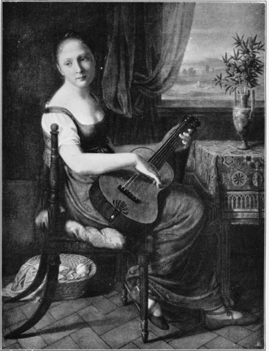 WikiOO.org - Encyclopedia of Fine Arts - Målning, konstverk Christian Gottlieb Schick - Portrait of Karoline von Humboldt with guitar