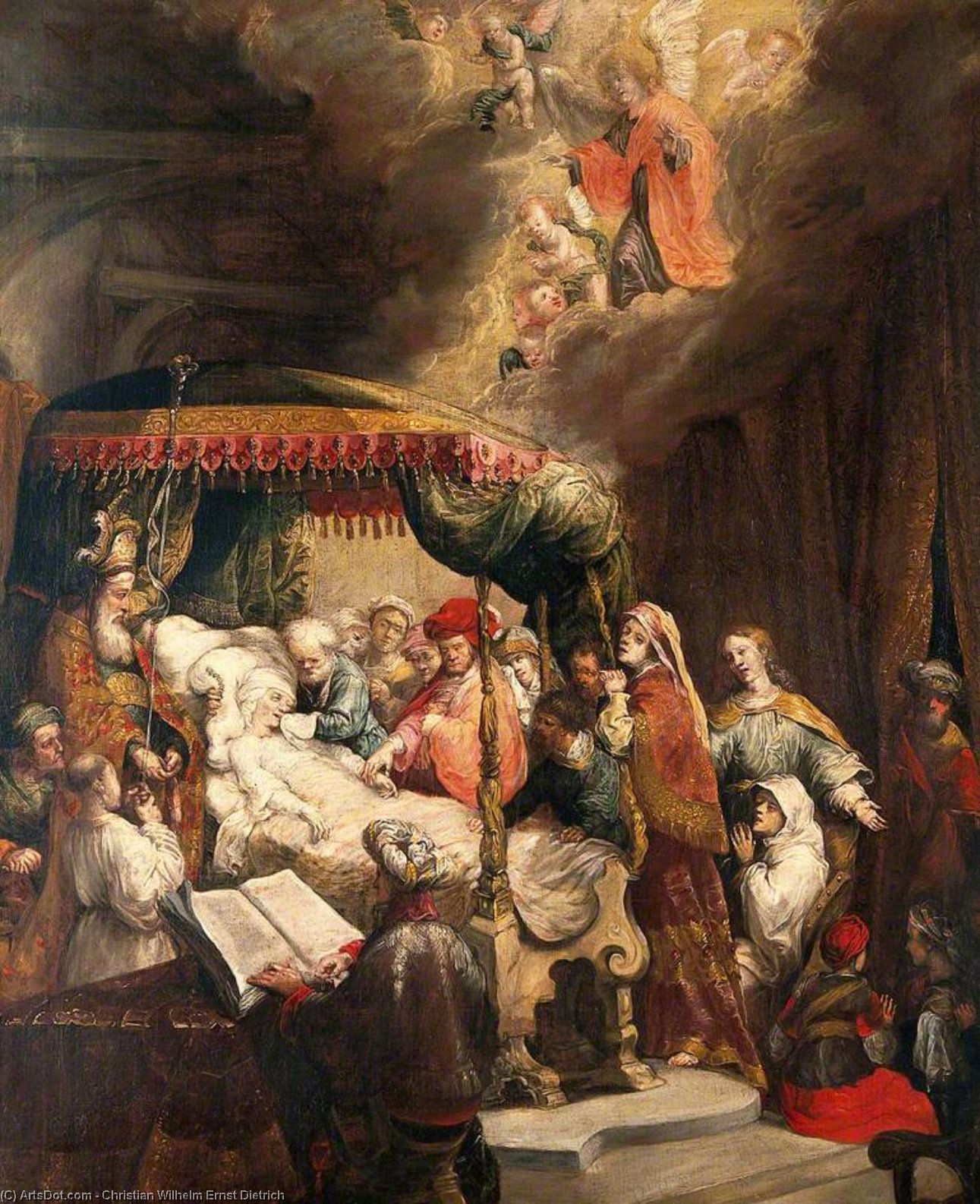 WikiOO.org - Encyclopedia of Fine Arts - Malba, Artwork Christian Wilhelm Ernst Dietrich Dietrich - The Dormition of the Virgin