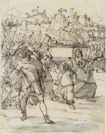 WikiOO.org - Encyclopedia of Fine Arts - Maľba, Artwork Christoph Murer - Joshua with the Priests Carrying the Ark Around the Walls of Jericho