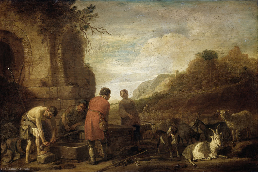 Wikioo.org - The Encyclopedia of Fine Arts - Painting, Artwork by Claes Cornelisz Moeyaert (Icolaes Moyaert) - The meeting of Jacob and Rachel