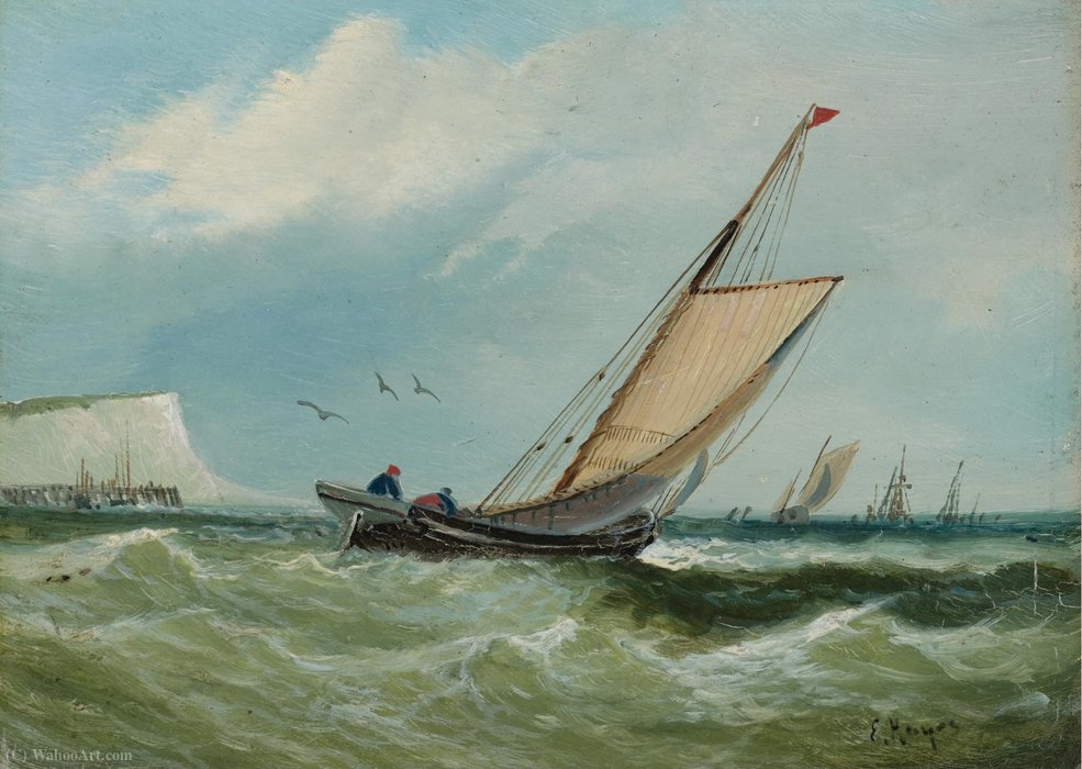 Wikoo.org - موسوعة الفنون الجميلة - اللوحة، العمل الفني Claude Hayes - Boats off Dover