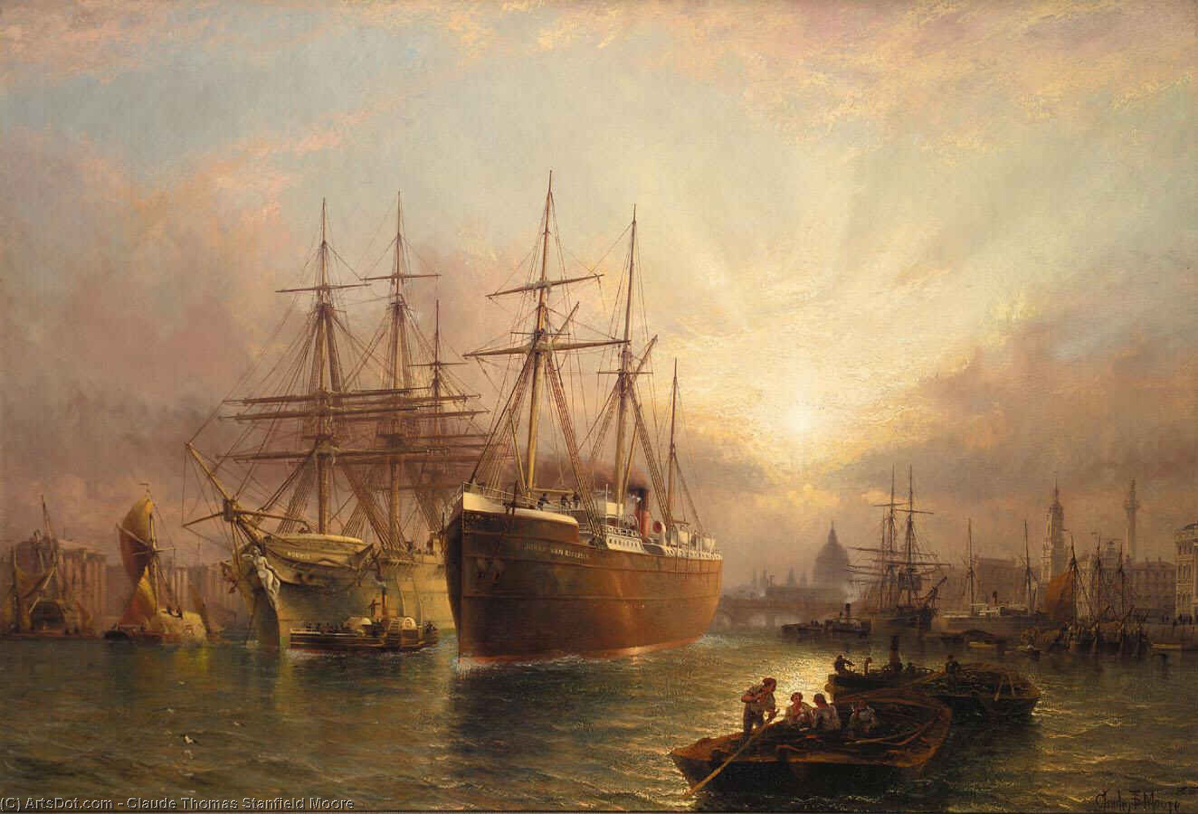 Wikioo.org - The Encyclopedia of Fine Arts - Painting, Artwork by Claude Thomas Stanfield Moore - The Thames at Greenwich