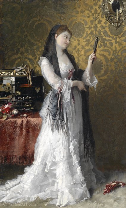 Wikioo.org - The Encyclopedia of Fine Arts - Painting, Artwork by Conrad Kiesel - Dame im Boudoir