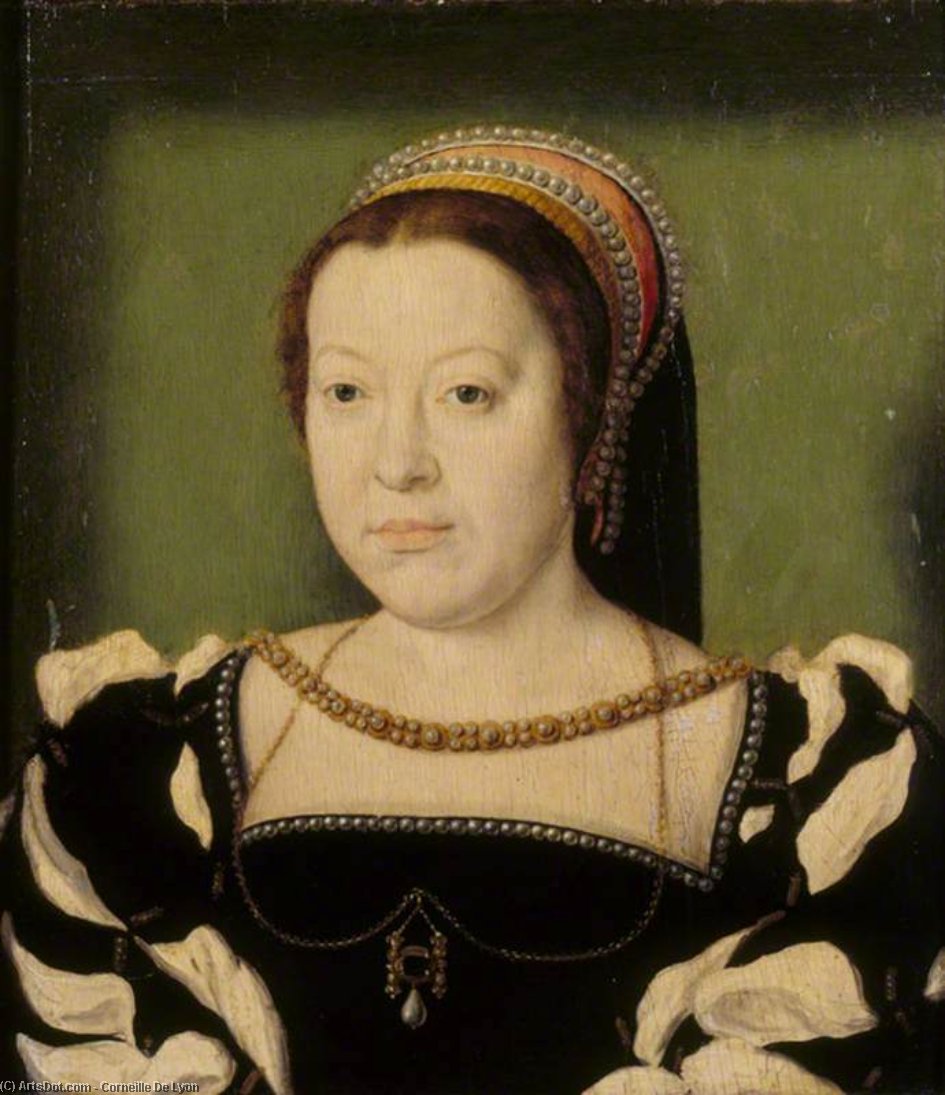 Wikioo.org – La Enciclopedia de las Bellas Artes - Pintura, Obras de arte de Corneille De Lyon - Catalina de' Medici , Reina de Francia
