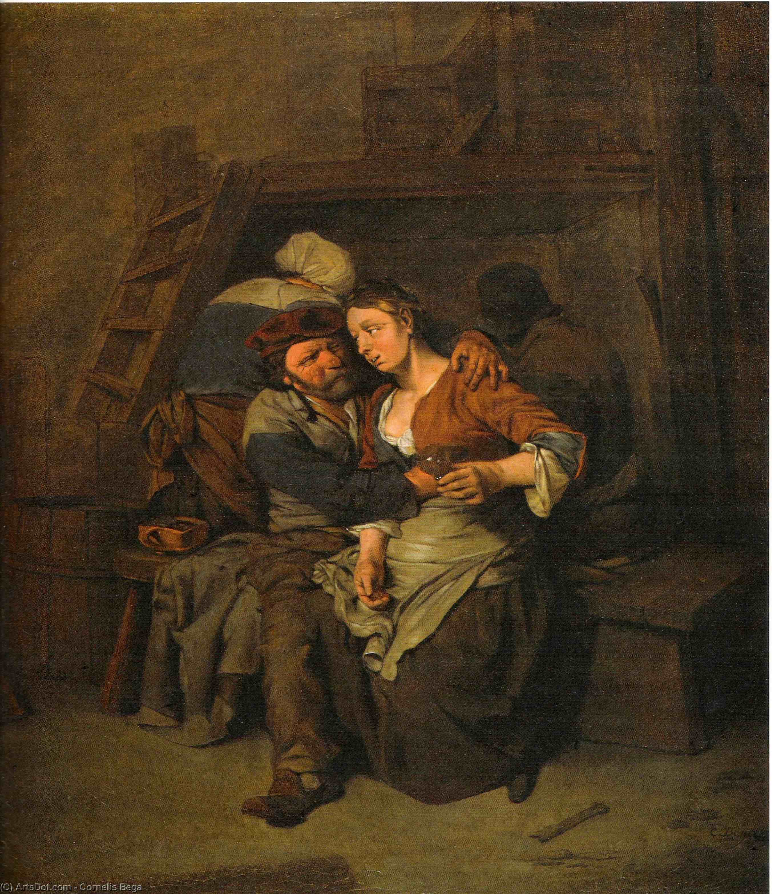WikiOO.org - Енциклопедия за изящни изкуства - Живопис, Произведения на изкуството Cornelis Pietersz Bega - Couple in love