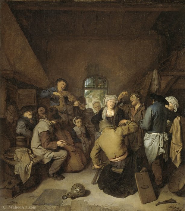Wikioo.org – L'Enciclopedia delle Belle Arti - Pittura, Opere di Cornelis Pietersz Bega - contadini fare  musica  e le  danza