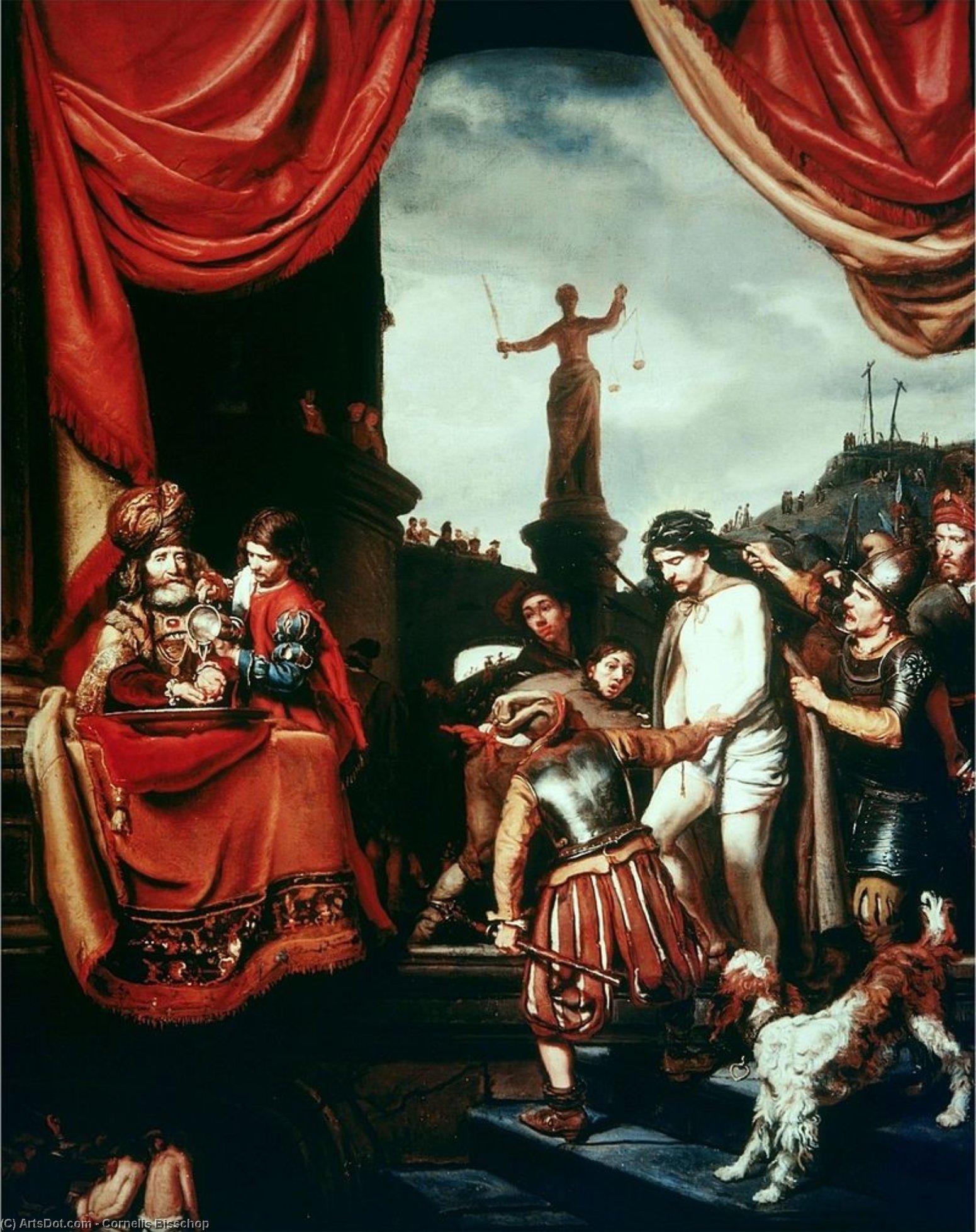 Wikoo.org - موسوعة الفنون الجميلة - اللوحة، العمل الفني Cornelis Bisschop - Christ before Pilate