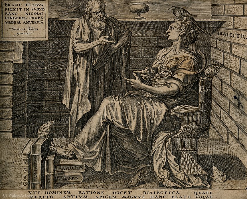 Wikioo.org - The Encyclopedia of Fine Arts - Painting, Artwork by Cornelis Cort - An old man discourses with a woman with a bird on her head